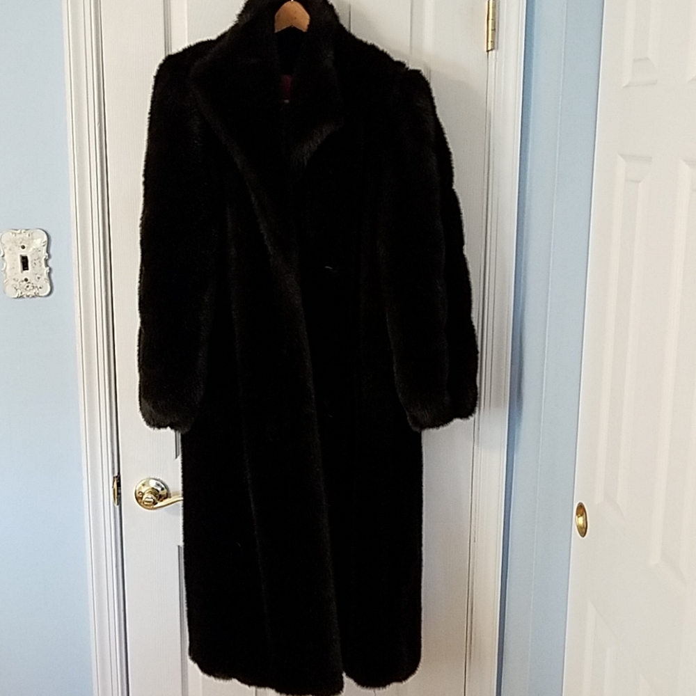 Full-length faux fur coat